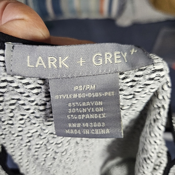 Lark & Grey Pullover Sleeveless Midi Dress Black Stripe Tank Seamless Stretchy - Picture 6 of 8